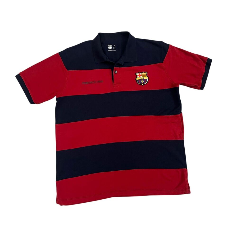 FC Barcelona Shirt Mens XL Red Blue Soccer Polo Rugby Striped Top Official FCB